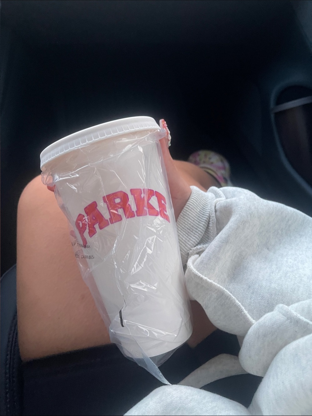 Parke dunkin white tumblr new with straw Plastic Drink Cup with Pink